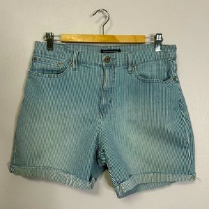 Calvin Klein Jeans Striped Denim Shorts Rolled Cutoff Jean